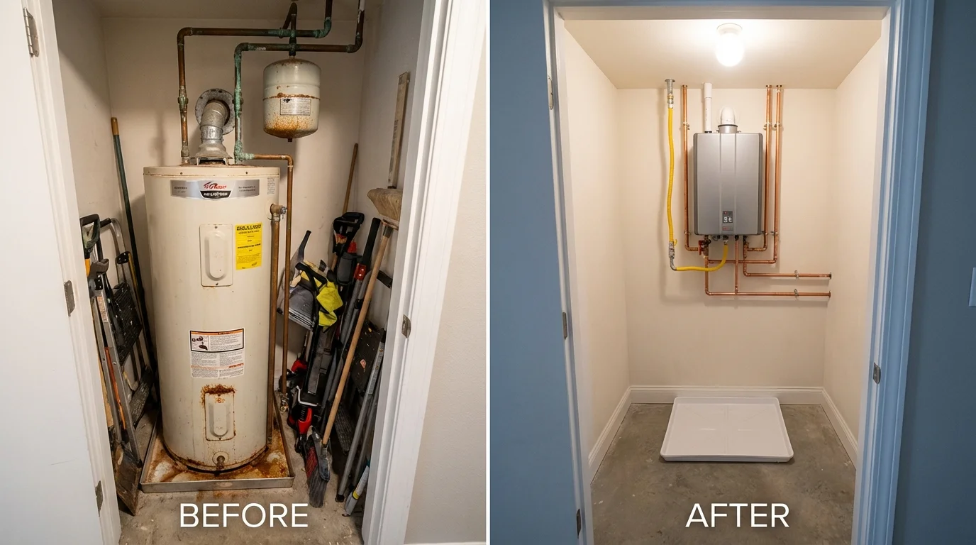 Tank water heater versus wall-mounted tankless unit comparison for Clay, KY homeowners